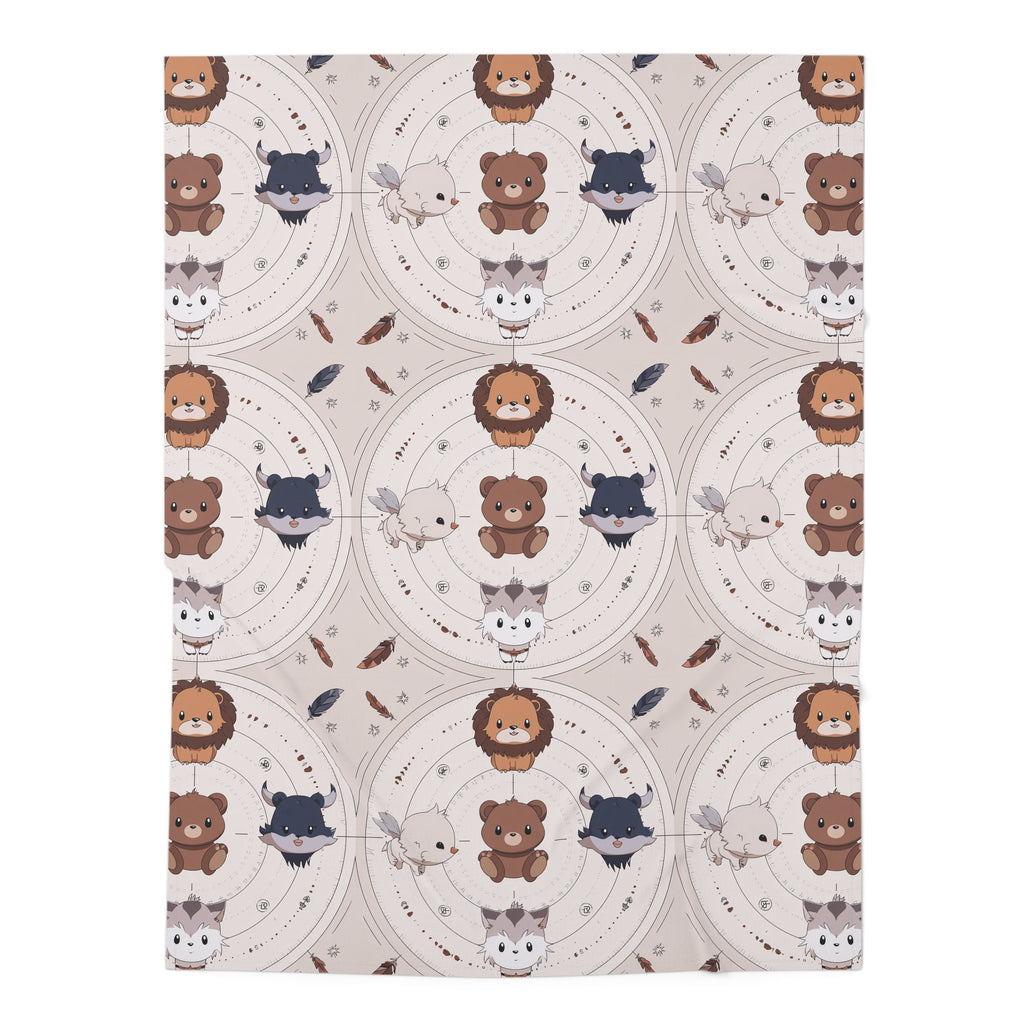 Neutral Woodland Animal Baby Swaddle Blanket — Lion, Bear & Fox Nursery Receiving Wrap