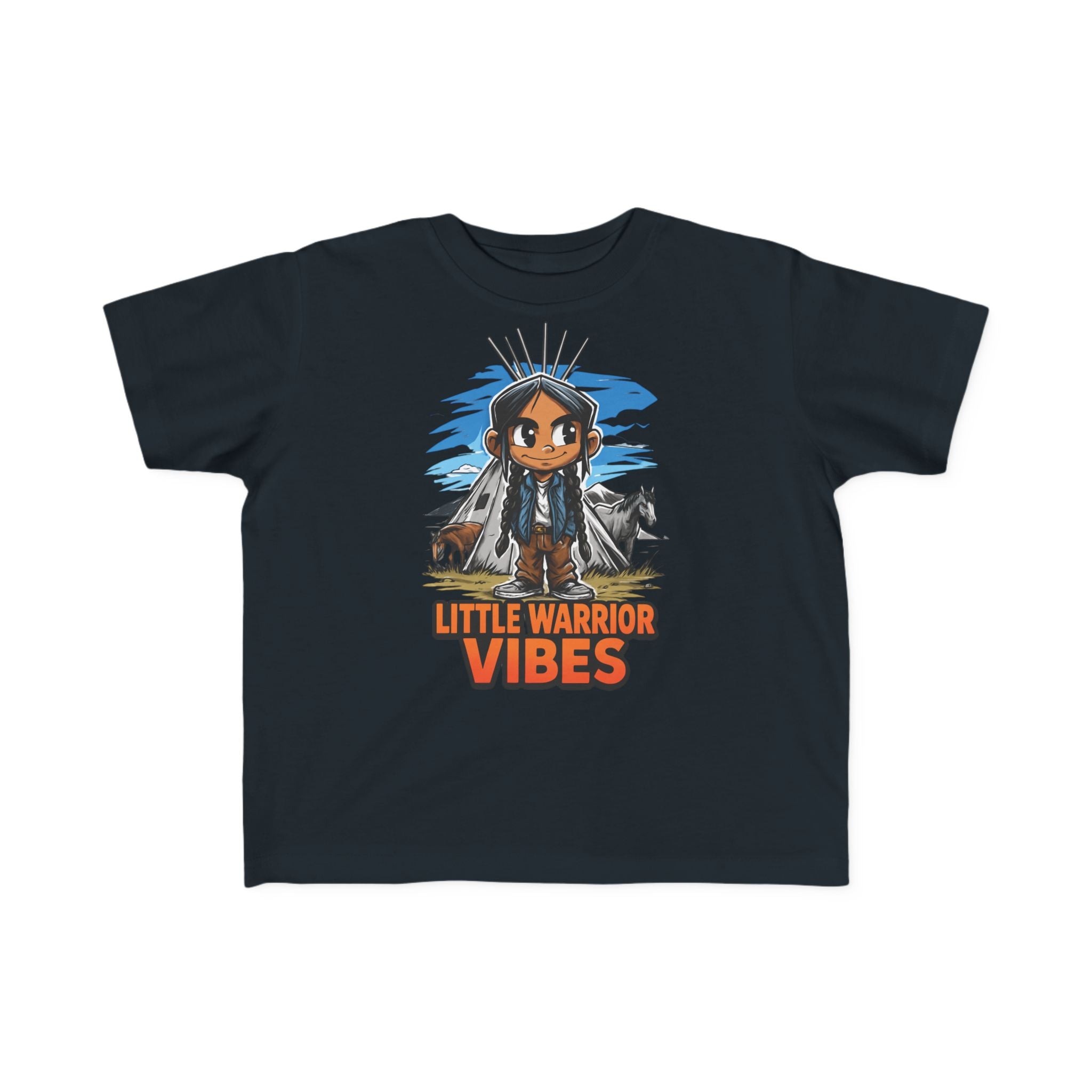 Little Warrior Vibes Toddler Tee — Cute Native-Inspired Character Shirt for Kids