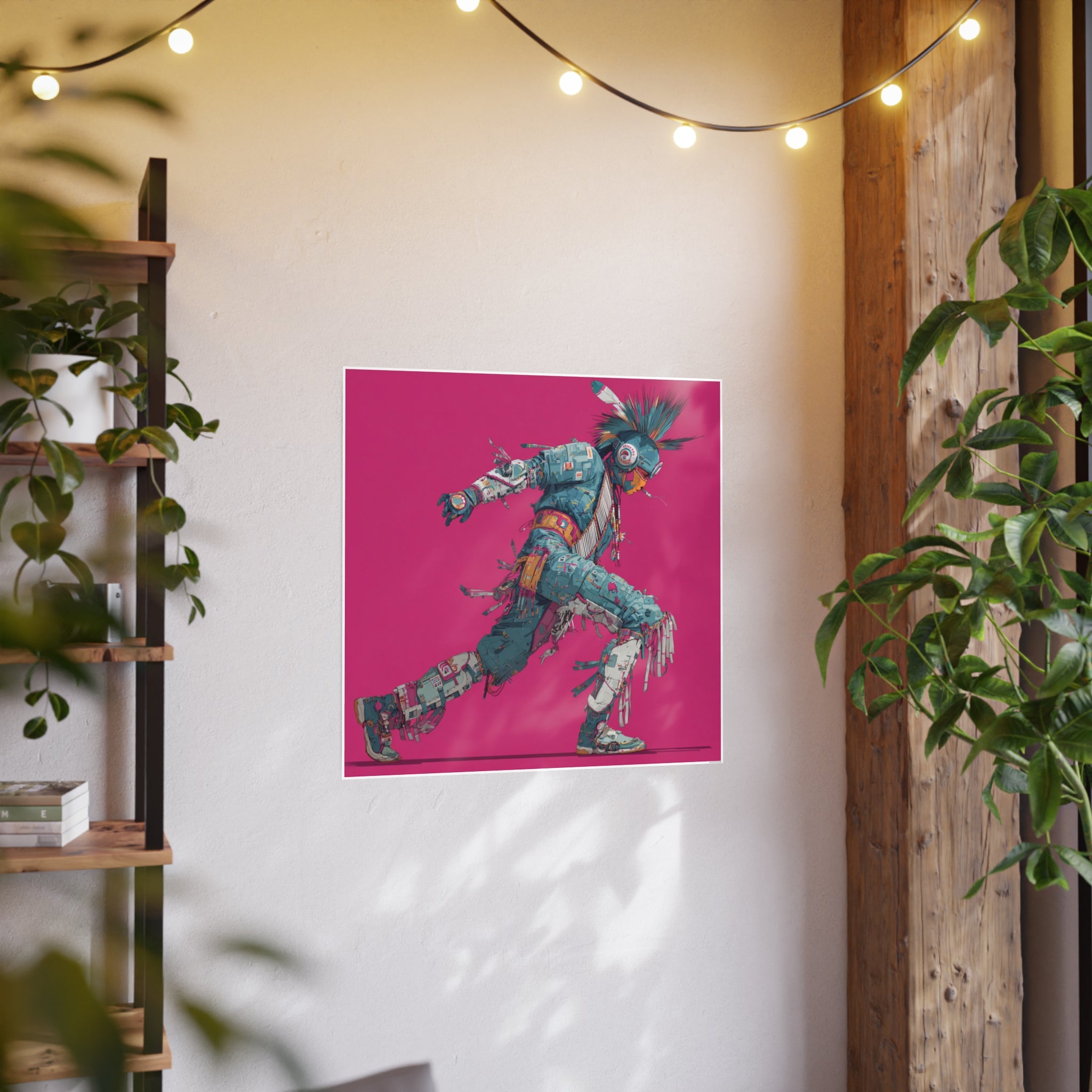 Cyberpunk Tribal Runner Poster — Vibrant Pink Art Print
