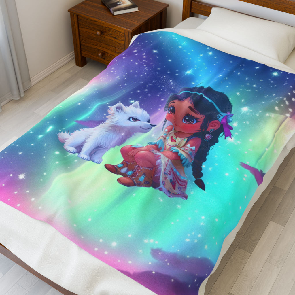 Blue Thunder Woman Velveteen Plush Blanket | Cozy Art Blanket