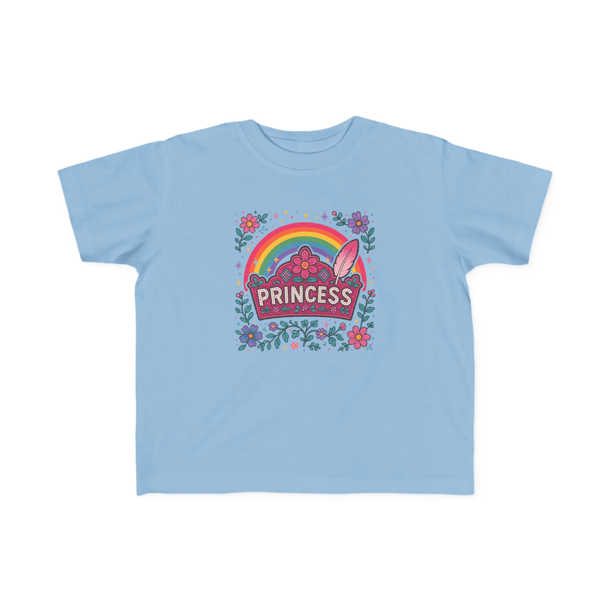 Toddler Princess Rainbow Tee — "Princess" Floral Graphic T-Shirt