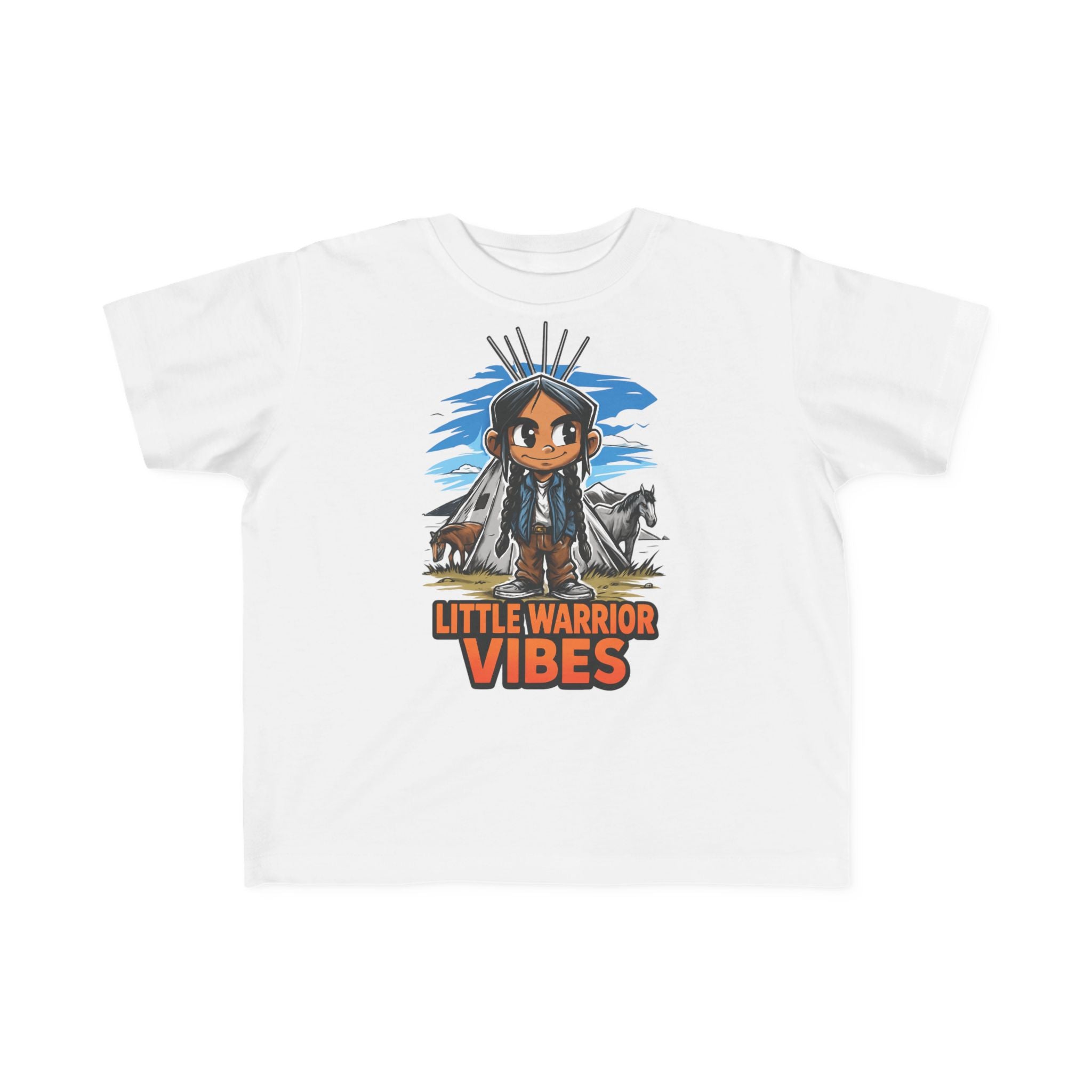 Little Warrior Vibes Toddler Tee — Cute Native-Inspired Character Shirt for Kids
