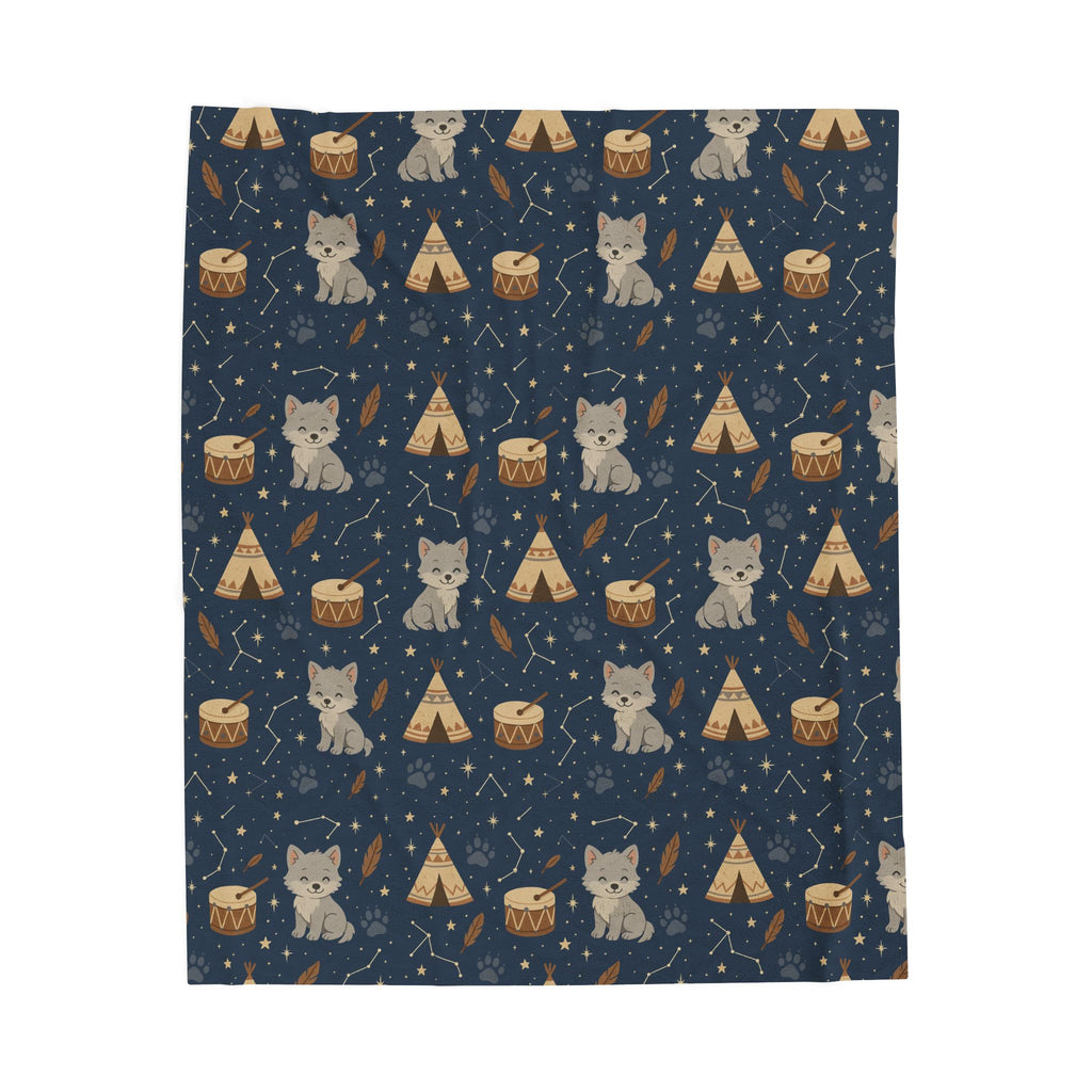 First Nation Designed Velveteen Plush Blanket — Indigenous Art Cozy Throw