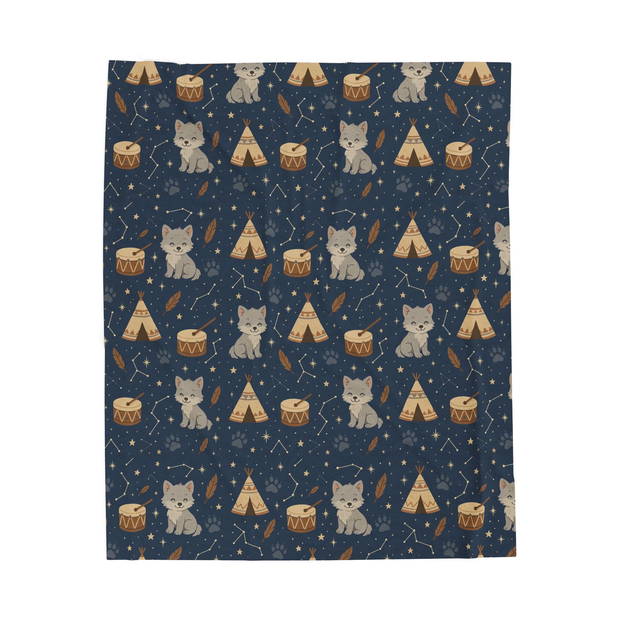 First Nation Designed Velveteen Plush Blanket — Indigenous Art Cozy Throw