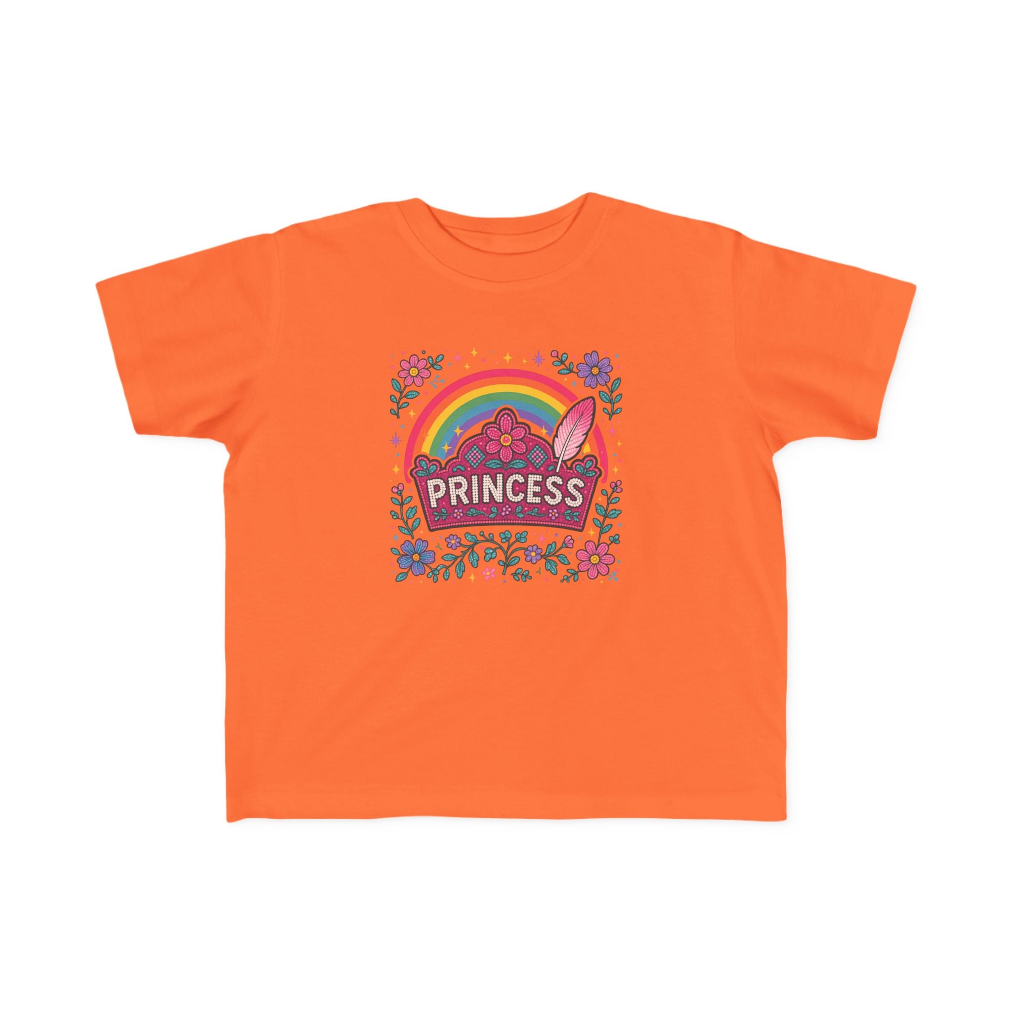 Toddler Princess Rainbow Tee — "Princess" Floral Graphic T-Shirt