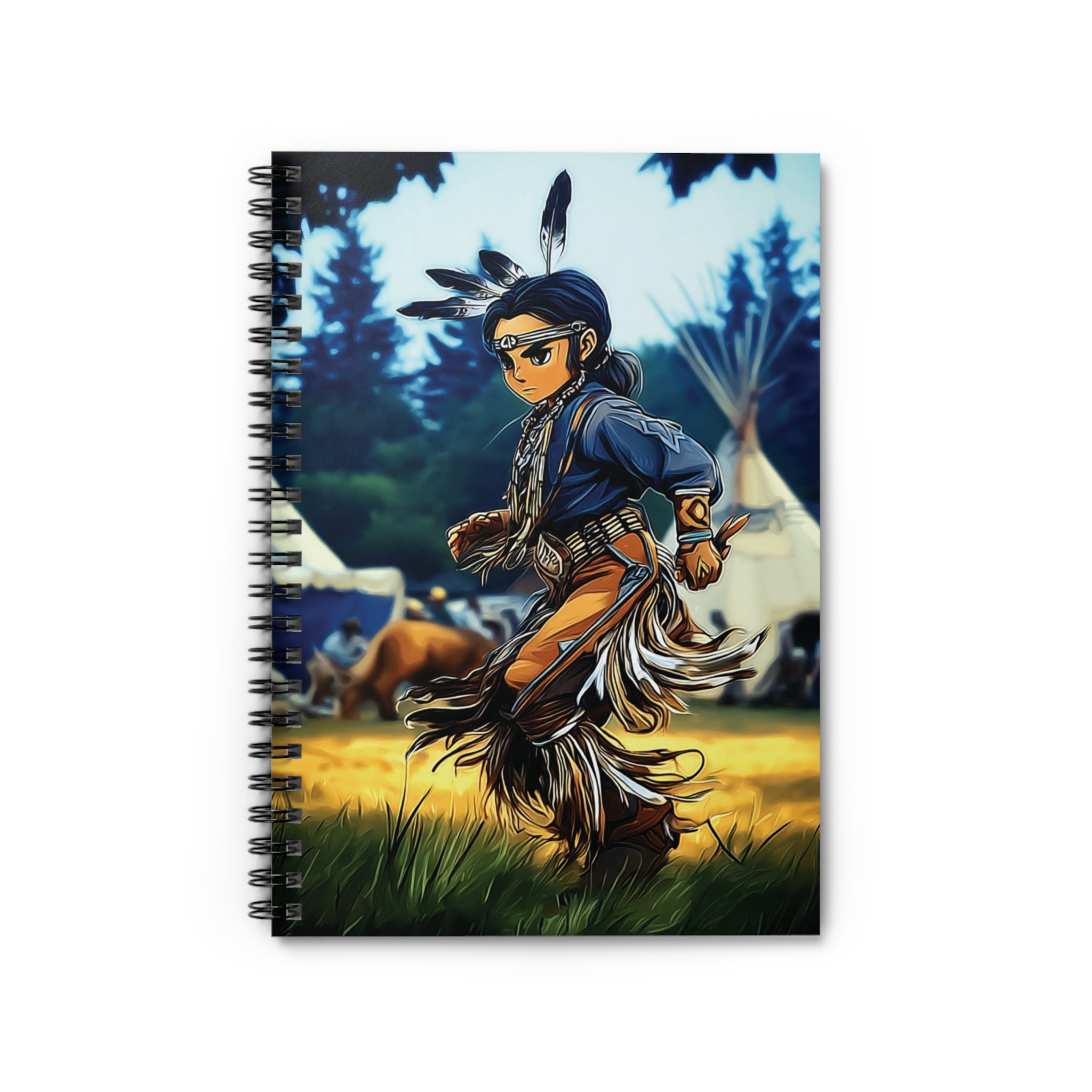 Native Powwow Dancer Spiral Notebook — Ruled Journal for Cultural Art & Event Notes