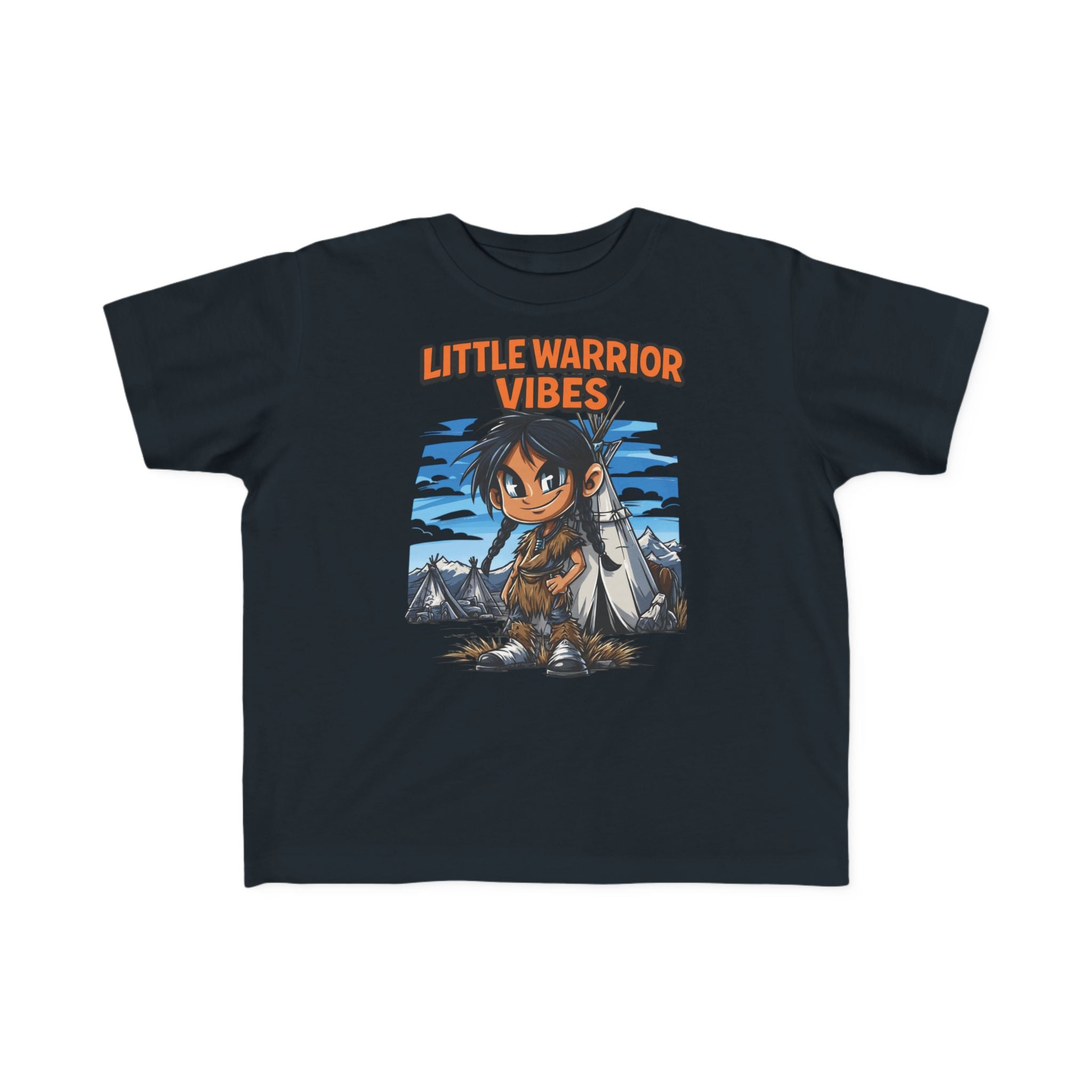 Toddler T‑Shirt — "Little Warrior Vibes" Cute Cartoon Tribal Adventure Tee