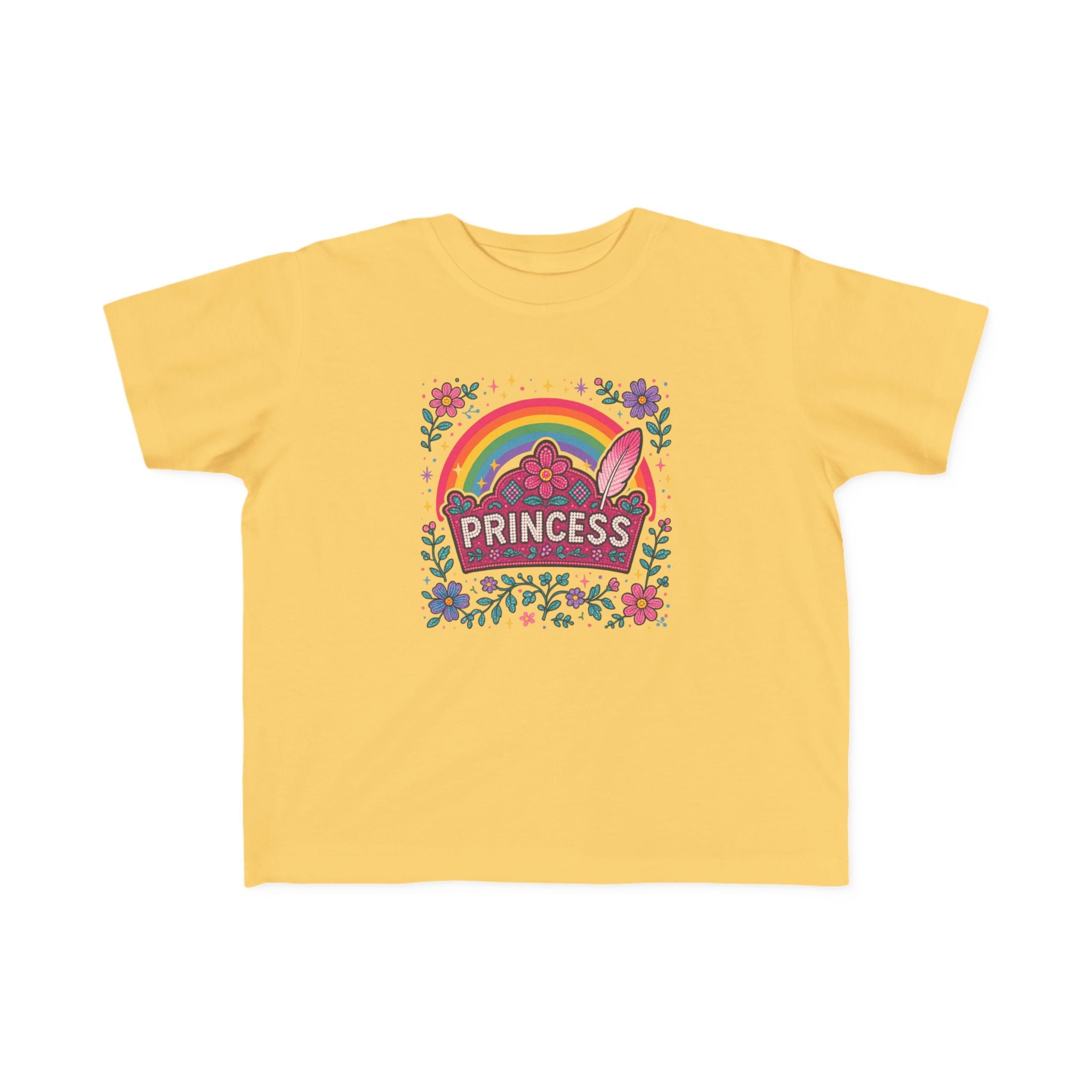 Toddler Princess Rainbow Tee — "Princess" Floral Graphic T-Shirt