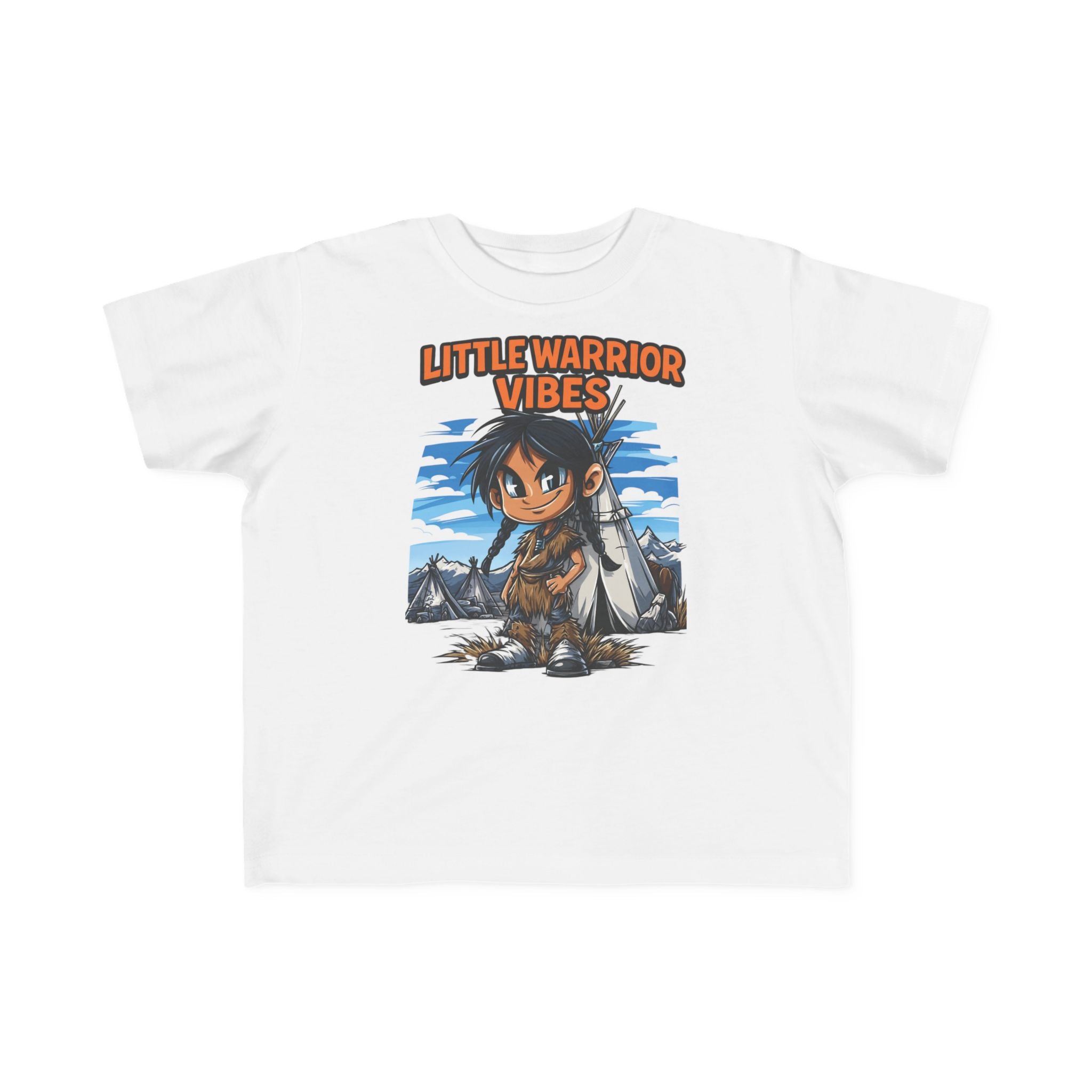 Toddler T‑Shirt — "Little Warrior Vibes" Cute Cartoon Tribal Adventure Tee