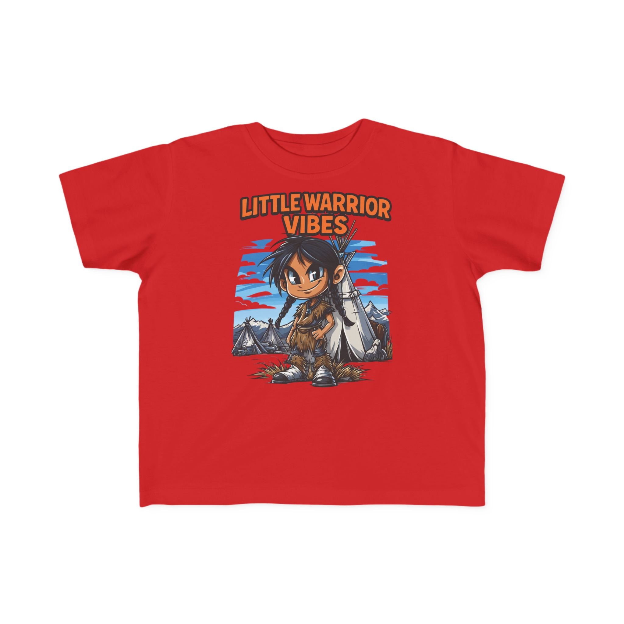 Toddler T‑Shirt — "Little Warrior Vibes" Cute Cartoon Tribal Adventure Tee