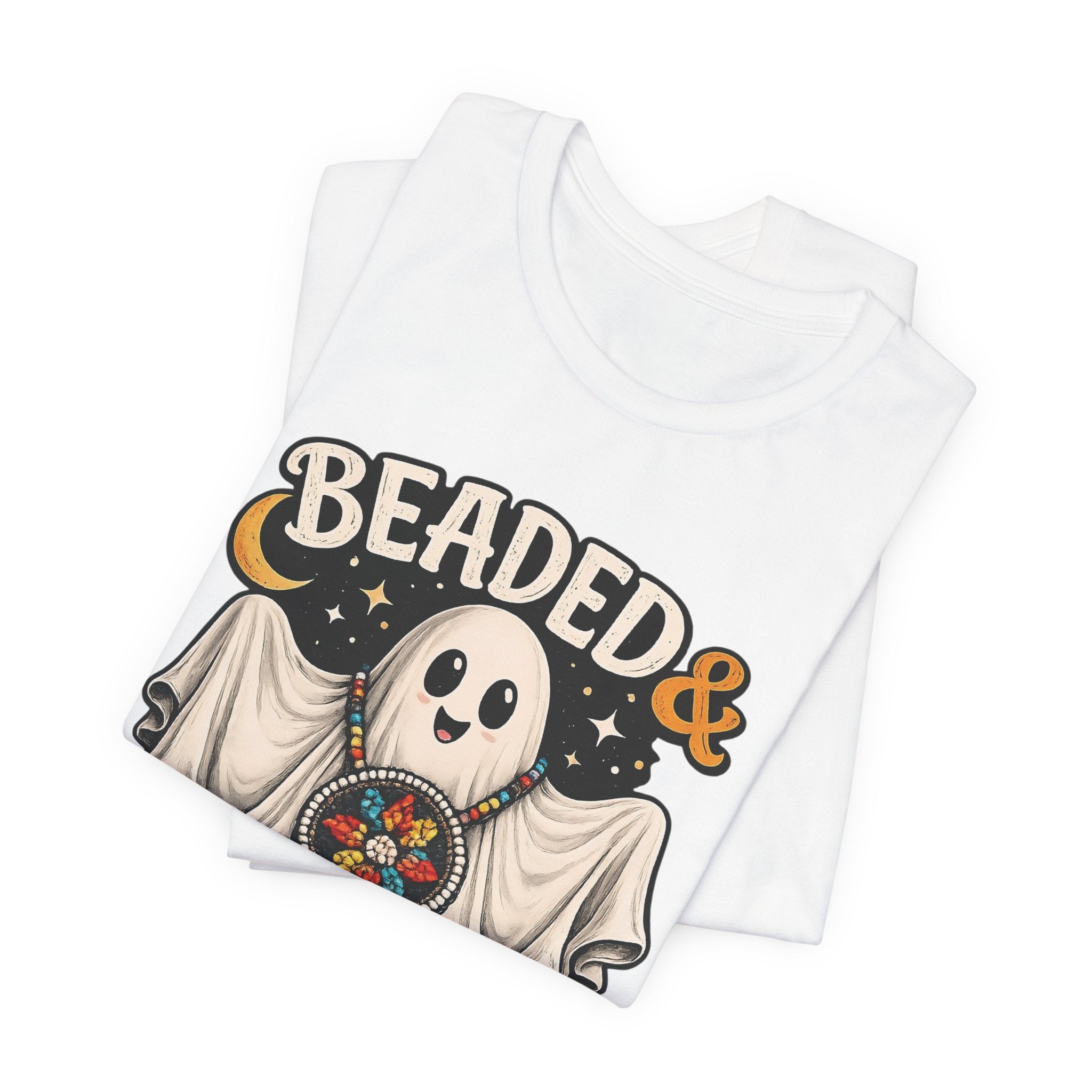 Beaded & Boo-tiful Ghost Tee — Halloween Costume Beadwork T‑Shirt