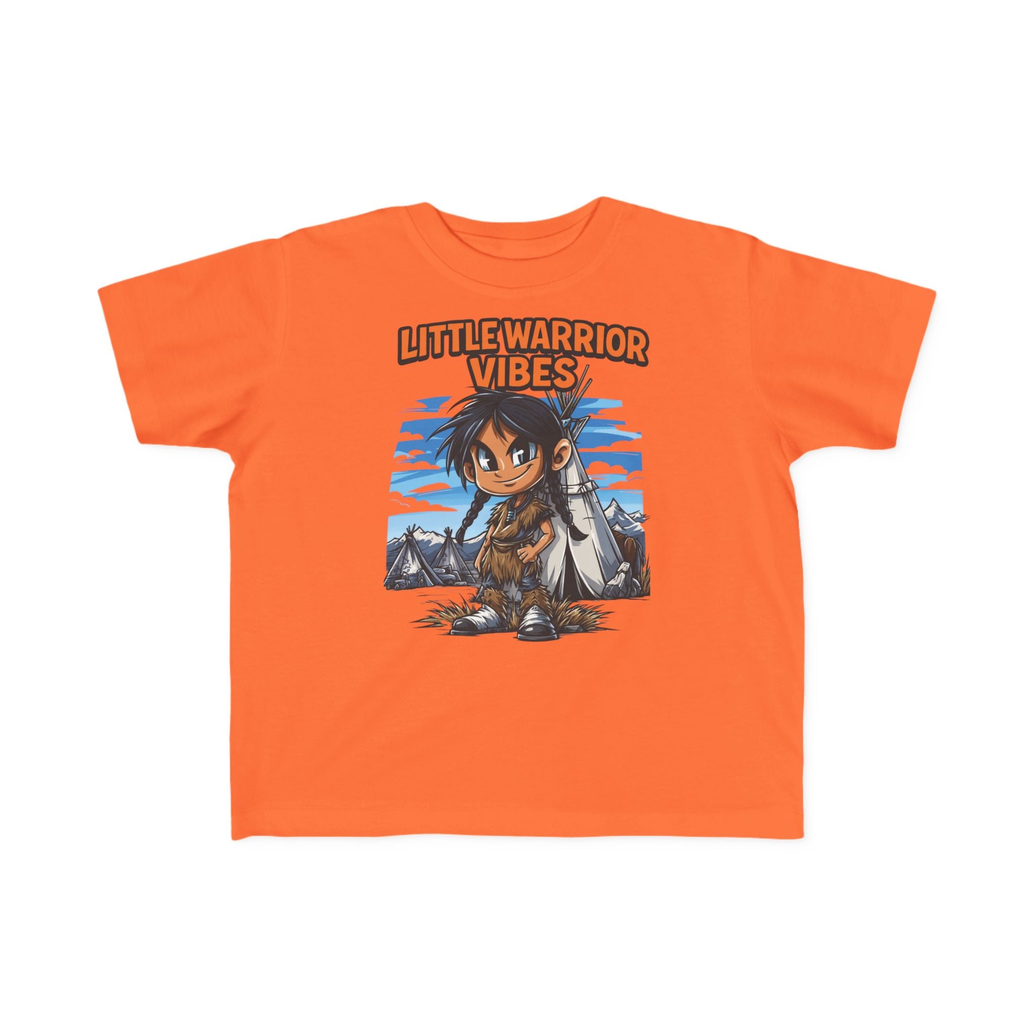 Toddler T‑Shirt — "Little Warrior Vibes" Cute Cartoon Tribal Adventure Tee