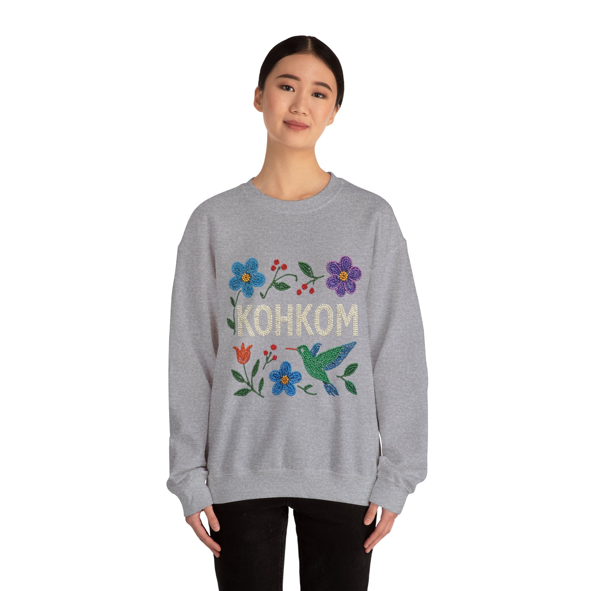 Hummingbird and Floral Kohkom Sweatshirt