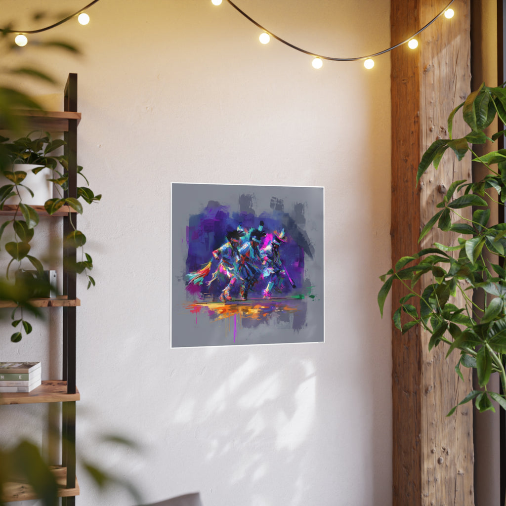 Abstract Neon Dance Photo Art Poster — Colorful Contemporary Wall Print
