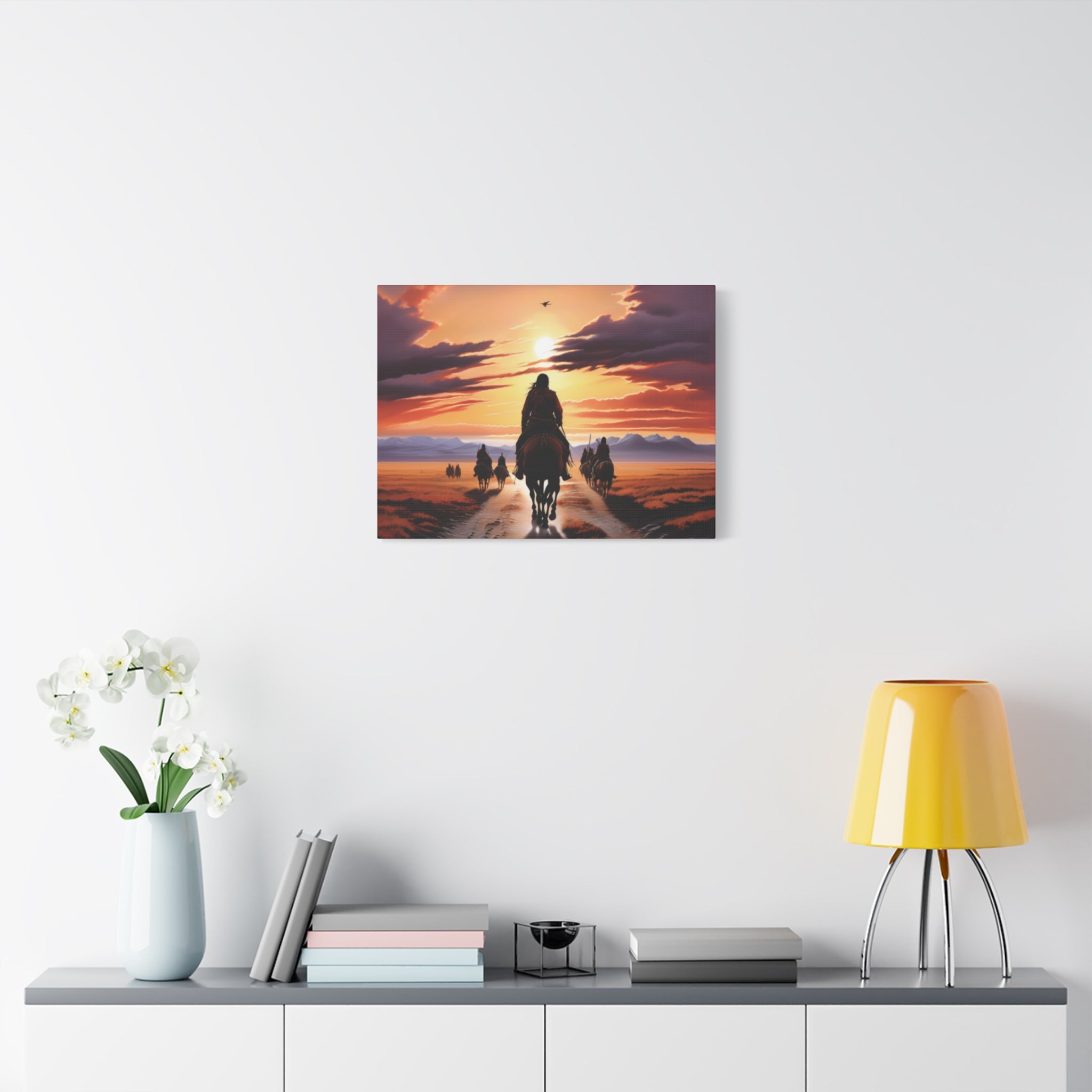 Sunset Horse Riding Canvas Art, Equestrian Home Decor, Wall Art, Western Art, Nature Lover Gift, Rustic Decor