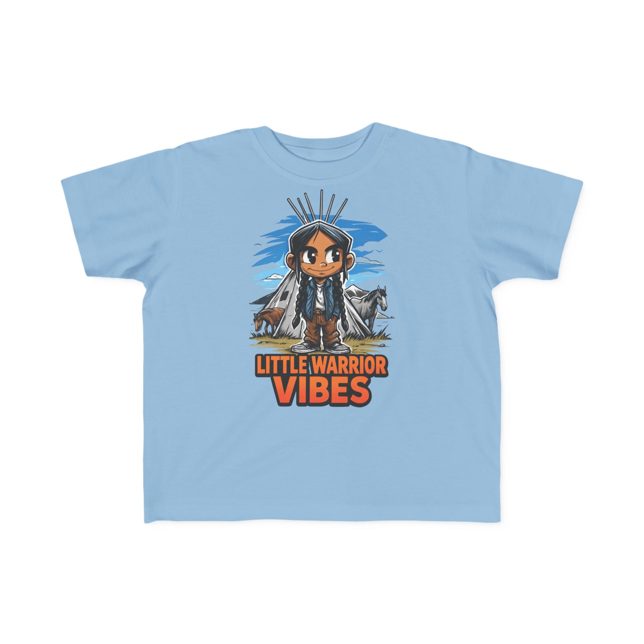 Little Warrior Vibes Toddler Tee — Cute Native-Inspired Character Shirt for Kids