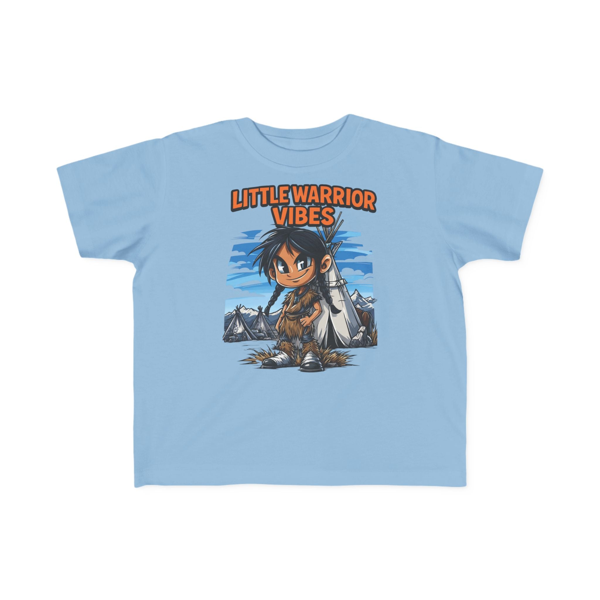 Toddler T‑Shirt — "Little Warrior Vibes" Cute Cartoon Tribal Adventure Tee