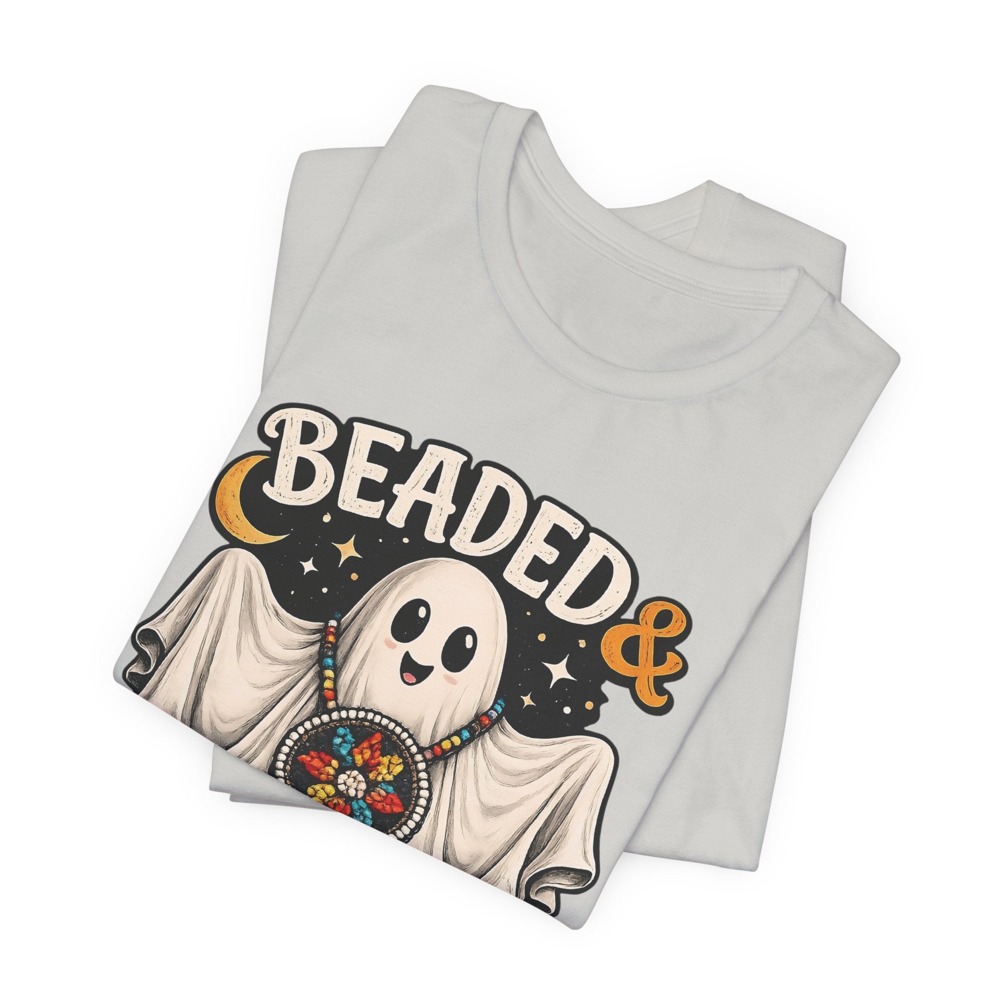 Beaded & Boo-tiful Ghost Tee — Halloween Costume Beadwork T‑Shirt