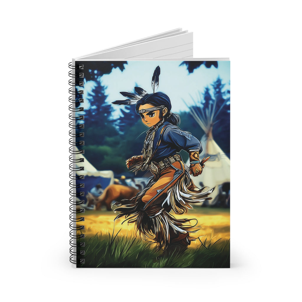 Native Powwow Dancer Spiral Notebook — Ruled Journal for Cultural Art & Event Notes