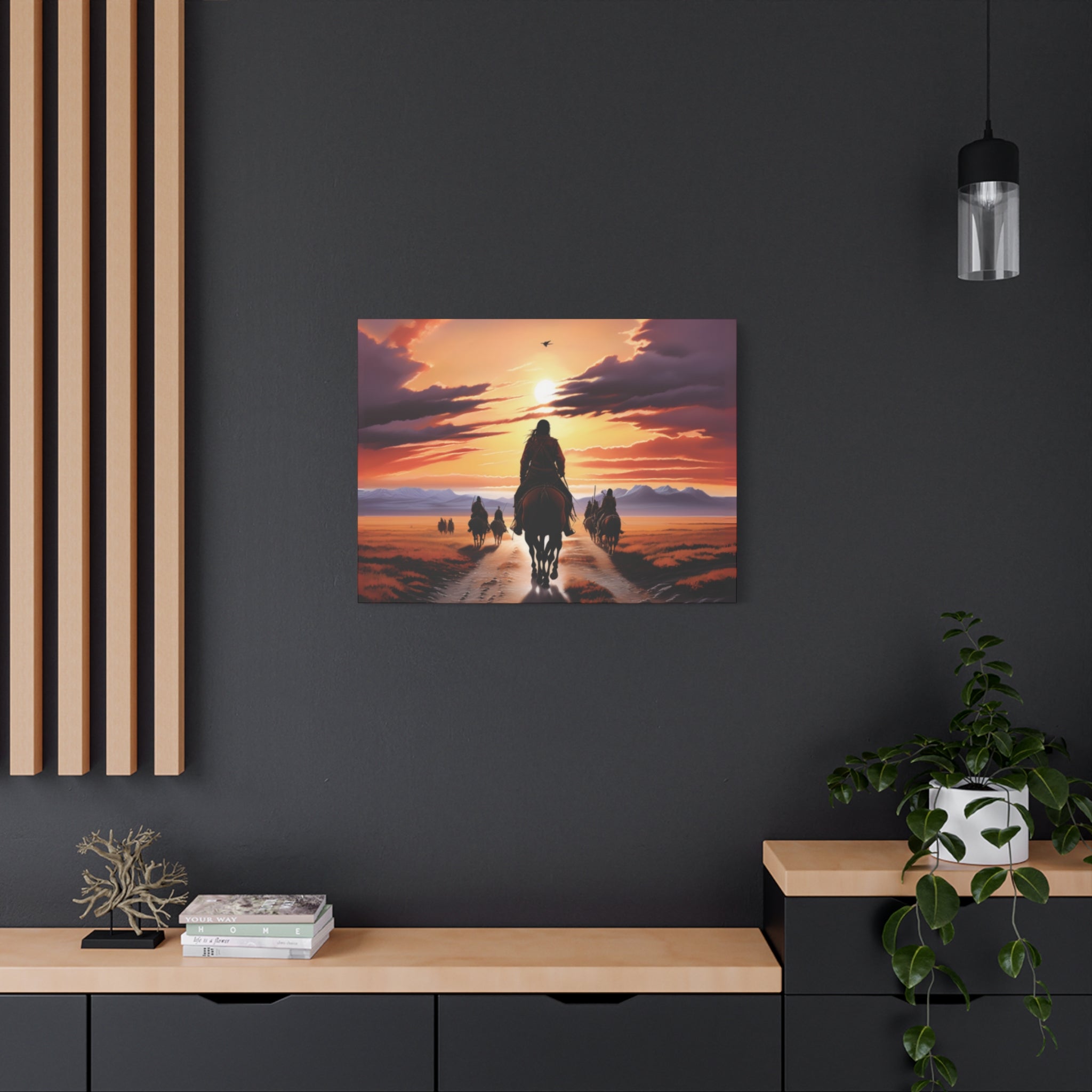 Sunset Horse Riding Canvas Art, Equestrian Home Decor, Wall Art, Western Art, Nature Lover Gift, Rustic Decor