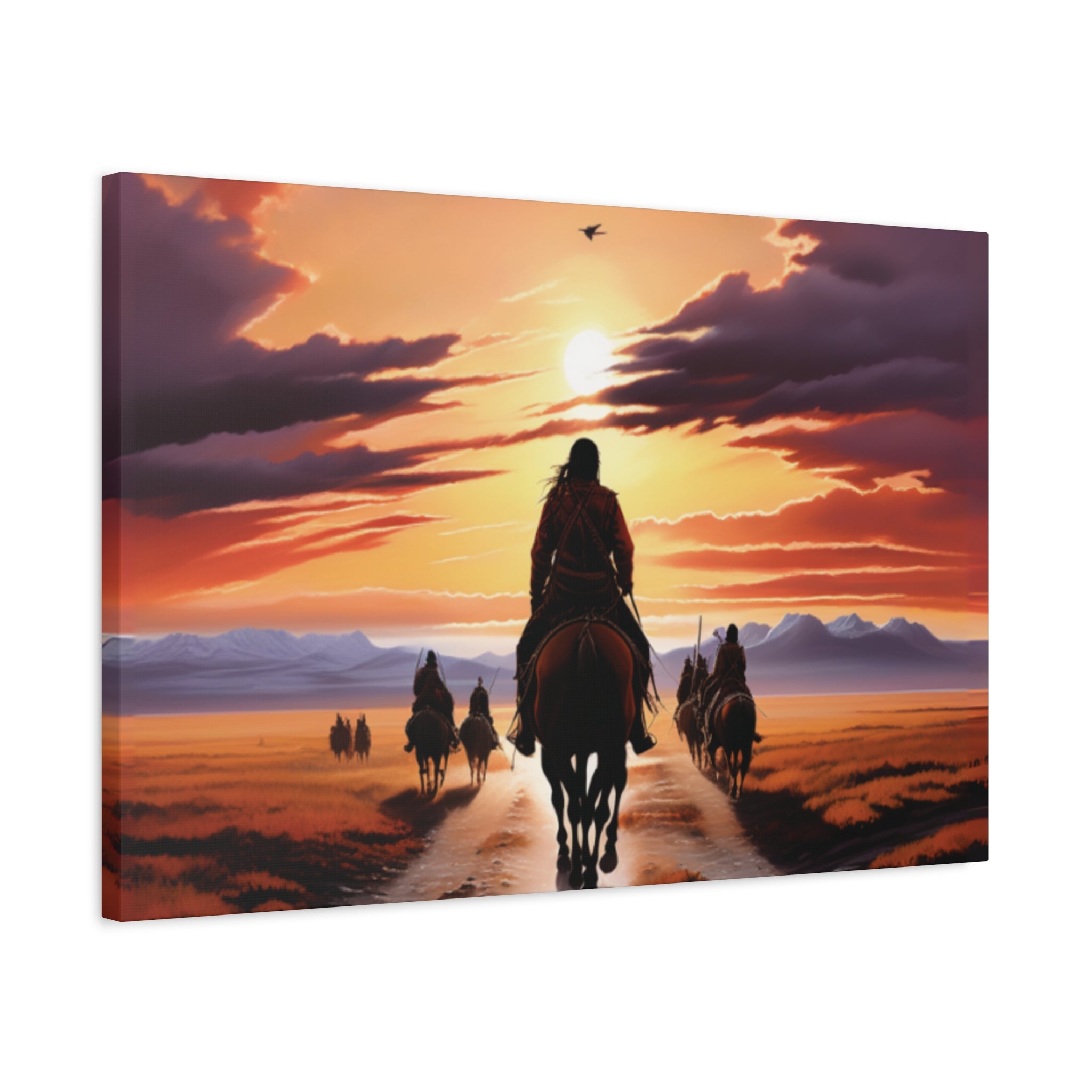 Sunset Horse Riding Canvas Art, Equestrian Home Decor, Wall Art, Western Art, Nature Lover Gift, Rustic Decor