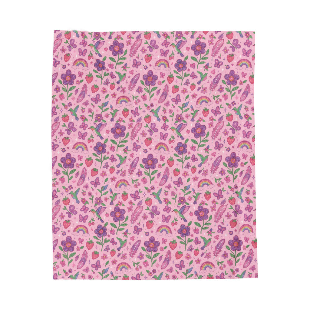 First Nation Designed Velveteen Plush Blanket -Indigenous Art Throw