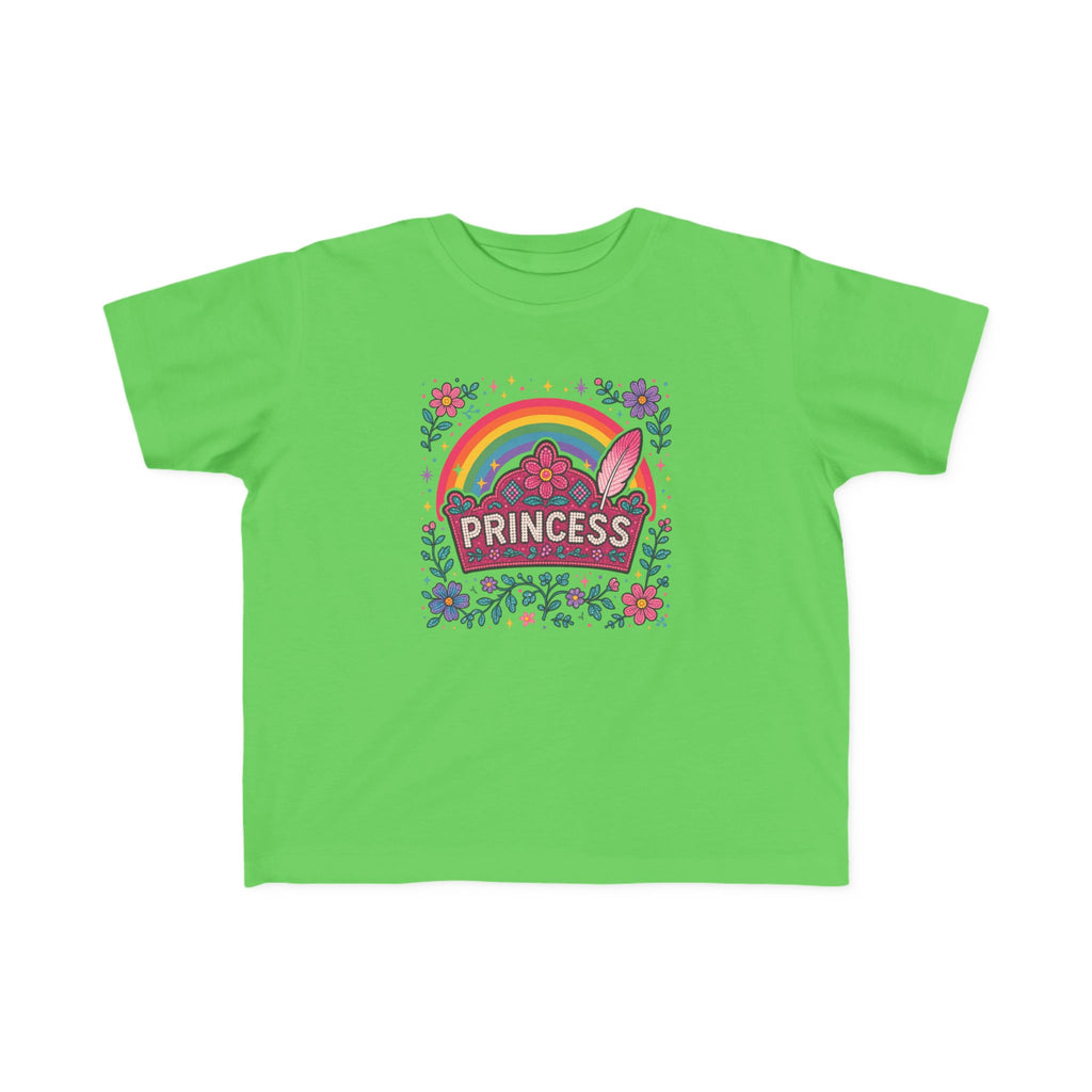 Toddler Princess Rainbow Tee — "Princess" Floral Graphic T-Shirt