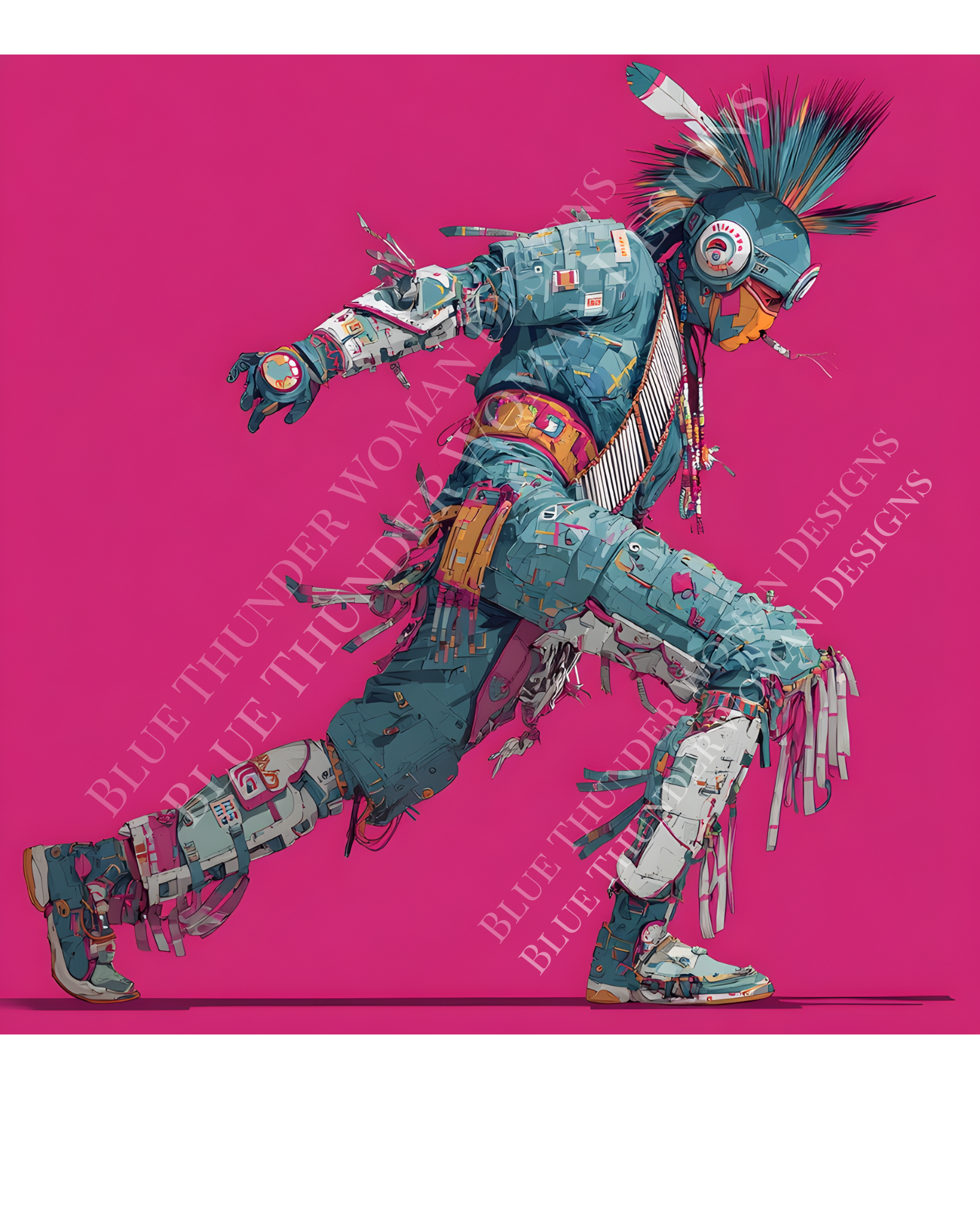 Cyber Spirit Dancer – Indigenous Futurism Digital Art Print