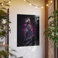Neon Native Portrait Poster — Vibrant Indigenous Art Photo Print